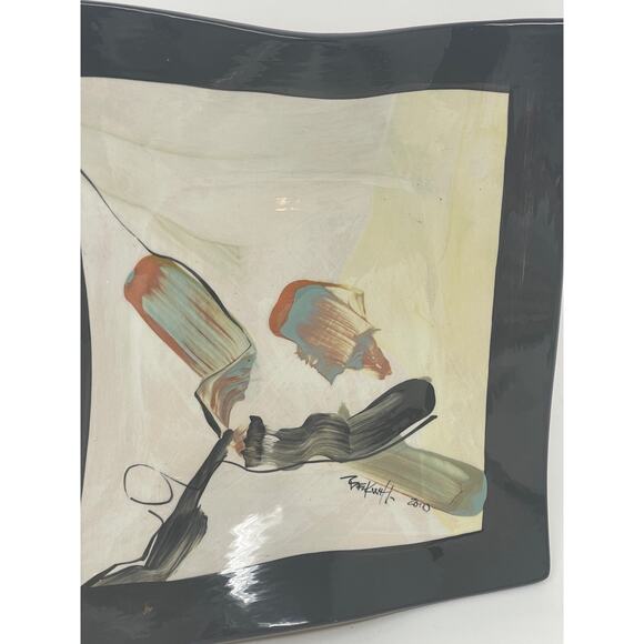 2010 Christy Beckwith Studio Art Pottery Petaluma 9.5" Square Tray -Double Sided - Picture 3 of 9